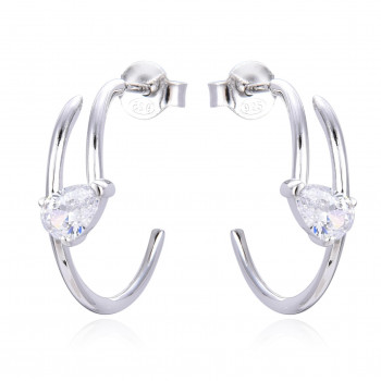 Gena.paris® 'Shine' Women's Sterling Silver Hoop Earrings - Silver GBO1532-W