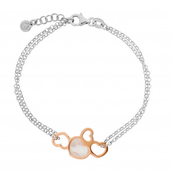 'Maliya' Women's Sterling Silver Bracelet - Silver/Rose ZA-7388