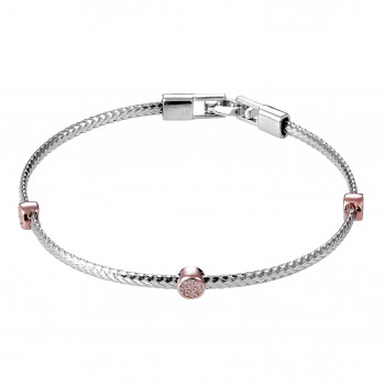 Orphelia® Women's Sterling Silver Bracelet - Silver/Rose ZA-7415
