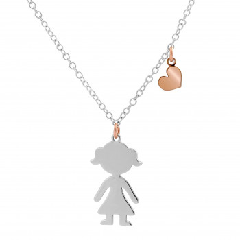 'Lyra' Women's Sterling Silver Chain with Pendant - Silver/Rose ZK-7390