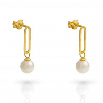 'Grand' Women's Sterling Silver Drop Earrings - Gold ZO-7558/G
