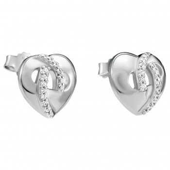 'Amore' Women's Sterling Silver Stud Earrings - Silver ZO-7577