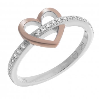 Women's Sterling Silver Ring - Silver/Rose ZR-7286