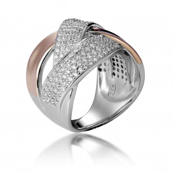 Orphelia® Women's Sterling Silver Ring - Silver/Rose ZR-7445