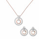 Orphelia® 'Azalea' Women's Sterling Silver Set: Chain-Pendant + Earrings - Silver/Rose SET-7095/1