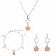 Orphelia® 'Nixie' Women's Sterling Silver Set: Chain + Bracelet + Earrings - Silver/Rose SET-7377