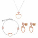 Orphelia® 'Mada' Women's Sterling Silver Set: Chain + Bracelet + Earrings - Silver/Rose SET-7389