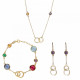 Orphelia® 'Eloise' Women's Sterling Silver Set: Chain + Bracelet + Earrings - Gold SET-7409/G