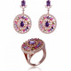 Orphelia® 'Enya ' Women's Sterling Silver Set: Earrings + Ring - Rose SET-7428/RG