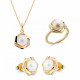 'Aliva' Women's Sterling Silver Set: Necklace + Earrings + Ring - Gold SET-7469/G