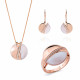 'Moragene' Women's Sterling Silver Set: Necklace + Earrings + Ring - Rose SET-7506/RG
