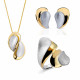 Orphelia® 'Ameliana' Women's Sterling Silver Set: Necklace + Earrings + Ring - Silver/Gold SET-7508