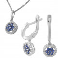 Orphelia® 'Erina' Women's Sterling Silver Set: Chain-Pendant + Earrings - Silver SET-7047