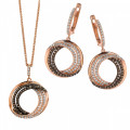 Orphelia® 'Alina' Women's Sterling Silver Set: Chain-Pendant + Earrings - Rose SET-7055