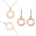 Orphelia® 'Amada' Women's Sterling Silver Set: Bracelet + Earrings + Necklace - Rose SET-7075/1