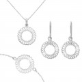 Orphelia® 'Amada' Women's Sterling Silver Set: Bracelet + Earrings + Necklace - Silver SET-7075