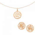 Orphelia® 'Fiore' Women's Sterling Silver Set: Chain-Pendant + Earrings - Rose SET-7079/1