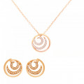 Orphelia® 'Elaine' Women's Sterling Silver Set: Chain-Pendant + Earrings - Rose SET-7084/1