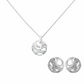 Orphelia® 'Elvina' Women's Sterling Silver Set: Chain-Pendant + Earrings - Silver SET-7085