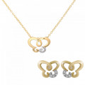 Orphelia® 'Joya' Women's Sterling Silver Set: Chain-Pendant + Earrings - Silver/Gold SET-7088/1