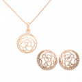 Orphelia® 'Blair' Women's Sterling Silver Set: Chain-Pendant + Earrings - Rose SET-7089/1
