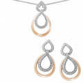 Orphelia® 'Amber' Women's Sterling Silver Set: Chain-Pendant + Earrings - Silver/Rose SET-7092/1