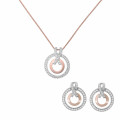 Orphelia® 'Azalea' Women's Sterling Silver Set: Chain-Pendant + Earrings - Silver/Rose SET-7095/1