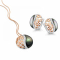 Orphelia® 'Unari' Women's Sterling Silver Set: Chain-Pendant + Earrings - Silver/Rose SET-7112