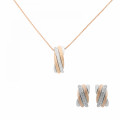 Orphelia® 'Joline' Women's Sterling Silver Set: Chain-Pendant + Earrings - Silver/Rose SET-7118