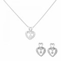 Orphelia® 'Loreta' Women's Sterling Silver Set: Chain-Pendant + Earrings - Silver SET-7126