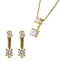 Orphelia® 'Lykke' Women's Sterling Silver Set: Chain-Pendant + Earrings - Gold SET-7128/G
