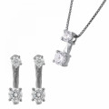 Orphelia® 'Lykke' Women's Sterling Silver Set: Chain-Pendant + Earrings - Silver SET-7128