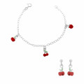 Orphelia® 'Apple' Child's Sterling Silver Set: Bracelet + Earrings - Silver SET-7149/1