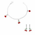 Orphelia® 'Apple' Child's Sterling Silver Set: Bracelet + Earrings - Silver SET-7149/2