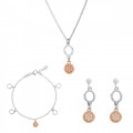 Orphelia® 'Maite' Women's Sterling Silver Set: Chain + Bracelet + Earrings - Silver/Rose SET-7376