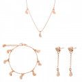 Orphelia® 'Elisa' Women's Sterling Silver Set: Chain + Bracelet + Earrings - Rose SET-7381