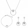 Orphelia® 'Alessia' Women's Sterling Silver Set: Chain + Bracelet + Earrings - Silver SET-7382