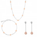 Orphelia® 'Aurelie' Women's Sterling Silver Set: Chain + Bracelet + Earrings - Silver/Rose SET-7385