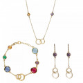 'Eloise' Women's Sterling Silver Set: Chain + Bracelet + Earrings - Gold SET-7409/G