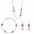 Orphelia® 'Fawn' Women's Sterling Silver Set: Chain + Bracelet + Earrings - Rose SET-7410