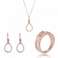 Orphelia® 'Aava' Women's Sterling Silver Set: Necklace + Earrings + Ring - Rose SET-7421