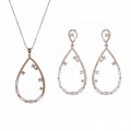 Orphelia® 'Islia' Women's Sterling Silver Set: Necklace + Earrings - Rose SET-7423/RG