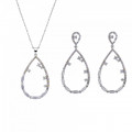 Orphelia® 'Islia' Women's Sterling Silver Set: Necklace + Earrings - Silver SET-7423