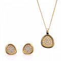 Orphelia® 'Layla' Women's Sterling Silver Set: Chain-Pendant + Earrings - Gold SET-7489/G