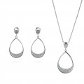 Orphelia® 'Jolina' Women's Sterling Silver Set: Necklace + Earrings - Silver SET-7490