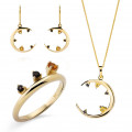 Orphelia® 'Eline' Women's Sterling Silver Set: Necklace + Earrings + Ring - Gold SET-7497/G