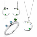 Orphelia® 'Eline' Women's Sterling Silver Set: Necklace + Earrings + Ring - Silver SET-7497