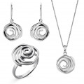Orphelia® 'Apolline' Women's Sterling Silver Set: Necklace + Earrings + Ring - Silver SET-7500