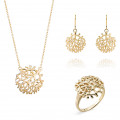 Orphelia® 'Flavie' Women's Sterling Silver Set: Necklace + Earrings + Ring - Gold SET-7502/G