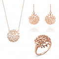 Orphelia® 'Flavie' Women's Sterling Silver Set: Necklace + Earrings + Ring - Rose SET-7502/RG